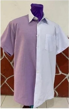Contoh kemeja lelaki dua warna hasil tempahan jahitan